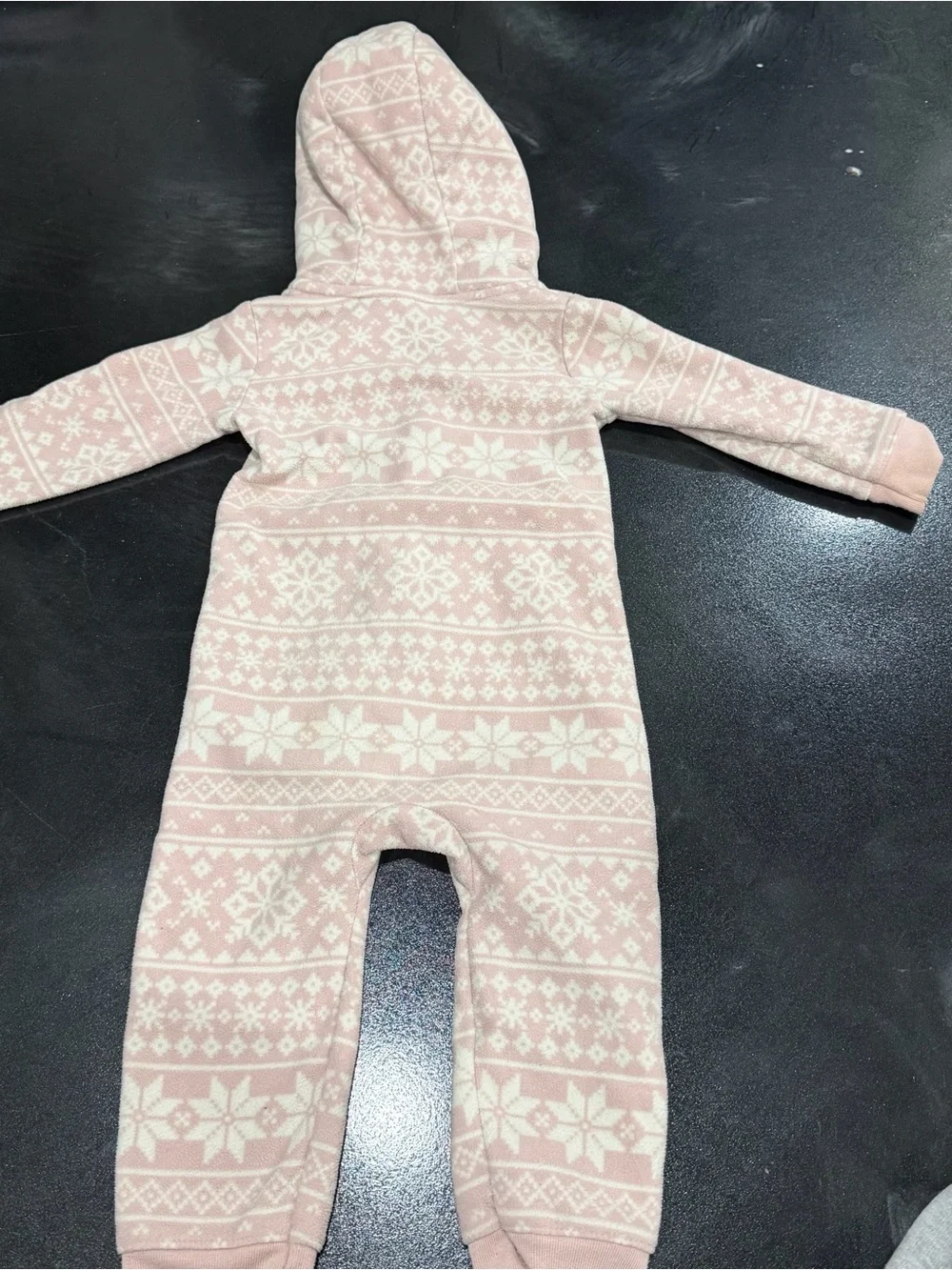 Carter's Pink and White Fair Isle Fleece Hooded One-Piece